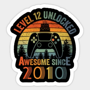 Level 12 Unlocked Video Gamer 12 Years Old 12 Birthday Sticker